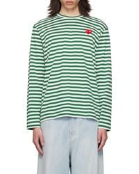 COMME DES GARÇONS PLAY - Comme Des Garçons Play Striped Heart Long-Sleeved T-Shirt - Lyst
