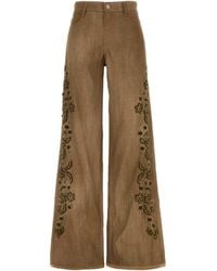Ermanno Scervino - Floral-Embroidered Wide-Leg Trousers - Lyst