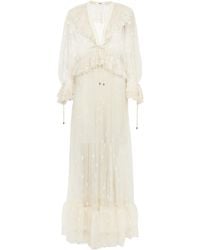 Chloé - Gathered V-Neck Long Dress - Lyst