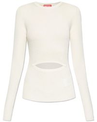 DIESEL - M Peris Cut-Out Ribbed-Knit Top - Lyst
