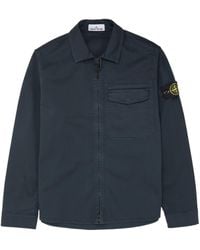 Stone Island - Logo Patch Zipped Shirt Jacket - Lyst