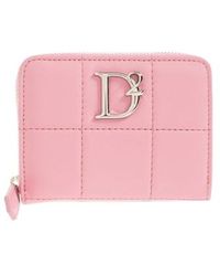 DSquared² - Logo Plaque Zip-Around Quilted Wallet - Lyst