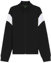 BOSS - Zippered Cotton-Blend Sweatshirt With Contrast Inserts - Lyst