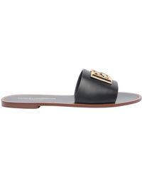 Dolce & Gabbana - Dolce&Gabbana Leather Slide - Lyst