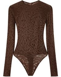 Alex Perry - Leopard-Print Stretch-Lace Bodysuit - Lyst