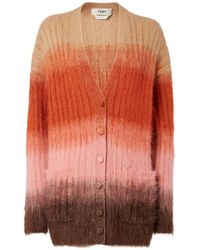 Fendi - Oversized Long-Sleeve V-Neck Cardigan - Lyst