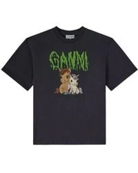 Ganni - Logo Printed Crewneck T-Shirt - Lyst