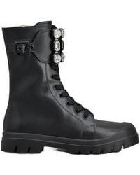 Roger Vivier - Walky Viv' Strass Buckle Lace Up Boots - Lyst