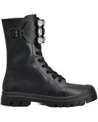 Roger Vivier - Walky Viv' Strass Buckle Lace Up Boots - Lyst