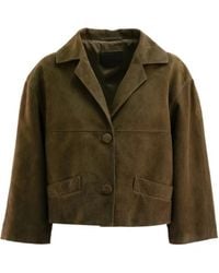 Prada - Suede Cropped Jacket - Lyst