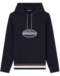Emporio Armani - Logo Embroidered Drawstring Hoodie - Lyst