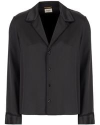 Saint Laurent - Satin Button-Up Blouse - Lyst