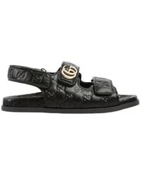 Gucci - Double G Leather Sandal - Lyst