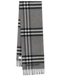 Burberry - Contrast Check Fringed Scarf - Lyst