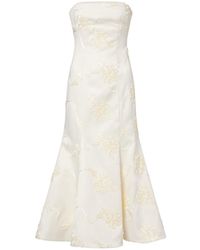 ROTATE BIRGER CHRISTENSEN - Bridal Floral-Appliqué Satin Midi Dress - Lyst