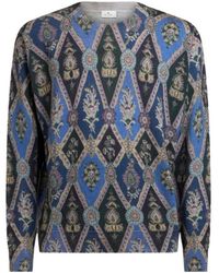 Etro - Wool Jacquard Sweater With Diamond Motif - Lyst