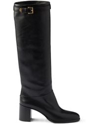 Prada - Triangle Logo High Boots - Lyst