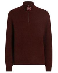Dolce & Gabbana - Half-Zip Waffle-Knit Sweater - Lyst