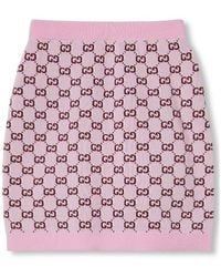 Gucci - Monogrammed Intarsia Knit Skirt - Lyst