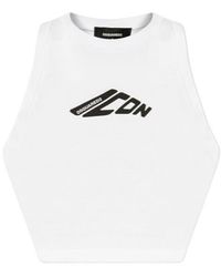 DSquared² - Icon Printed Cropped Tank Top - Lyst