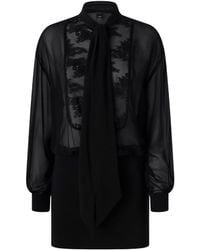 Pinko - Lace Sheer Shirt Mini Dress - Lyst