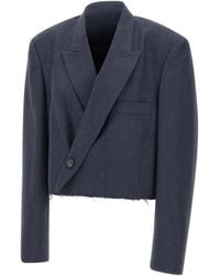 MM6 by Maison Margiela - Fringed Double-Breasted Jacket - Lyst