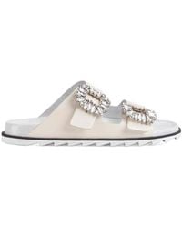 Roger Vivier - Slidy Viv' Buckle Open Toe Mules - Lyst