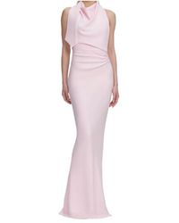 Self-Portrait - Cowl-Neck Draped Maxi Dress - Lyst