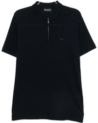 Emporio Armani - Quarter-Zip Short-Sleeved Polo Shirt - Lyst