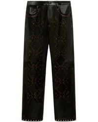 Marni - Leather Trousers With Studded Front - Lyst