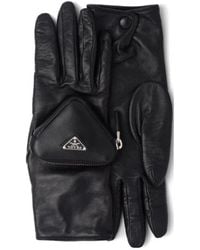 Prada - Logo Pouch-Detailed Gloves - Lyst