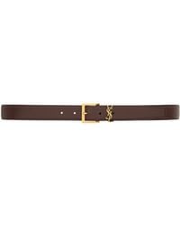 Saint Laurent - Cassandre Logo Leather Belt - Lyst