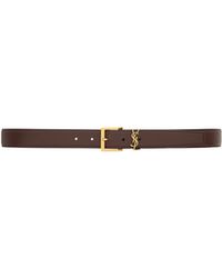 Saint Laurent - Cassandre Logo Leather Belt - Lyst