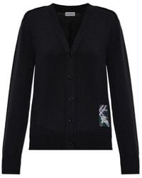 Burberry - Wool Cardigan With Logo Patch - Lyst