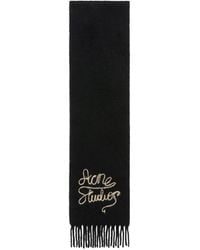Acne Studios - Logo Patch Fringed Scarf - Lyst