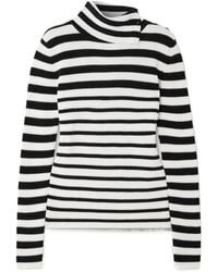 Lisa Yang - Sabrine Button-Detailed Striped Ribbed Cotton And Cashmere-Blend Turtleneck Sweater - Lyst