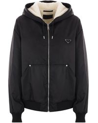 Prada - Re-Nylon Triangle-Logo Zipped Hooded Jacket - Lyst
