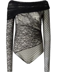 Pinko - Floral-Lace Off-Shoulder Bodysuit - Lyst
