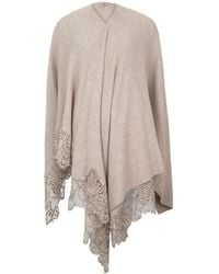 Ermanno Scervino - Lace-Trimmed Wool Cape - Lyst
