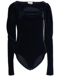 Ganni - Comfortable Skin-Friendly Long-Sleeve Top With Bow - Lyst