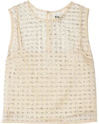 STAUD - Sequined Tulle Top - Lyst
