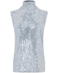 Gucci - Sequinstriped Turtleneck Sleeveless Top - Lyst