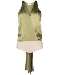 Blumarine - Plunging V-Neck Open Back Satin Bodysuit - Lyst