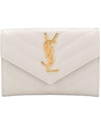Saint Laurent - Cassandre Chevron-Quilted Leather Wallet - Lyst