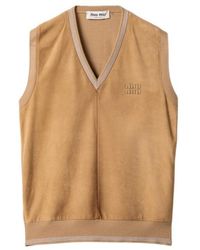 Miu Miu - Wool And Suede Vest - Lyst