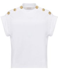 McQueen - Seal Button-Embellished T-Shirt - Lyst