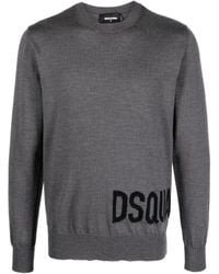 DSquared² - Logo Intarsia Crewneck Knitted Jumper - Lyst