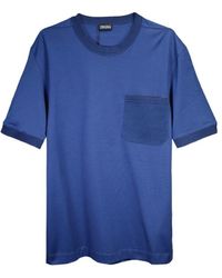 ZEGNA - Ribbed-Trim Cotton T-Shirt - Lyst