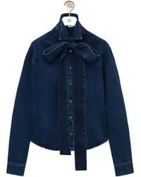 Loewe - Bow-Detailed Denim Shirt - Lyst