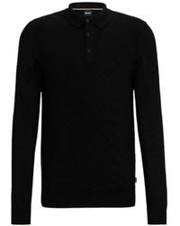 BOSS - Collarless Virgin Wool-Blend Top - Lyst